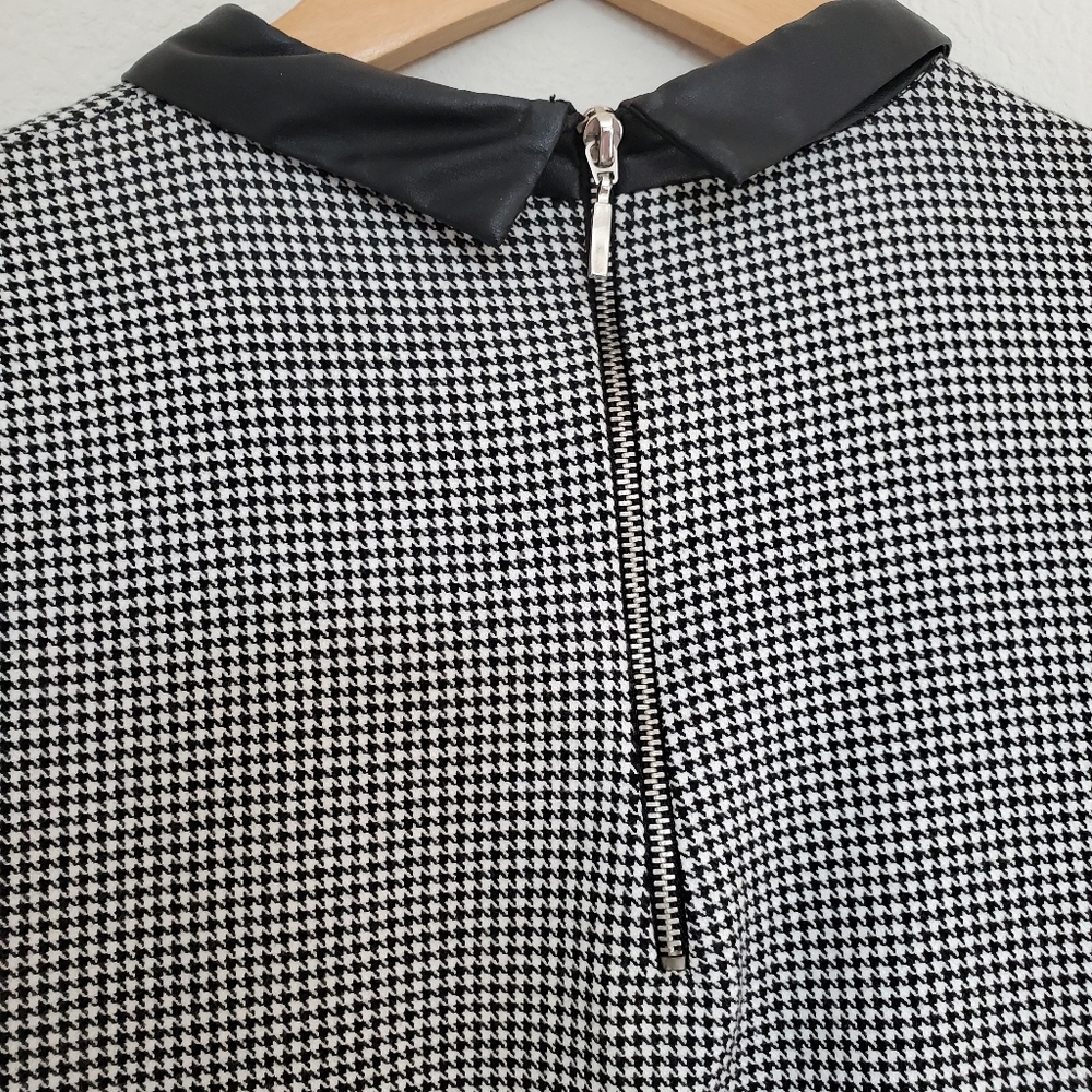 🎈SOLD 🎈ZARA Houndstooth Faux Leather Collar Dress - Picture 10 of 12